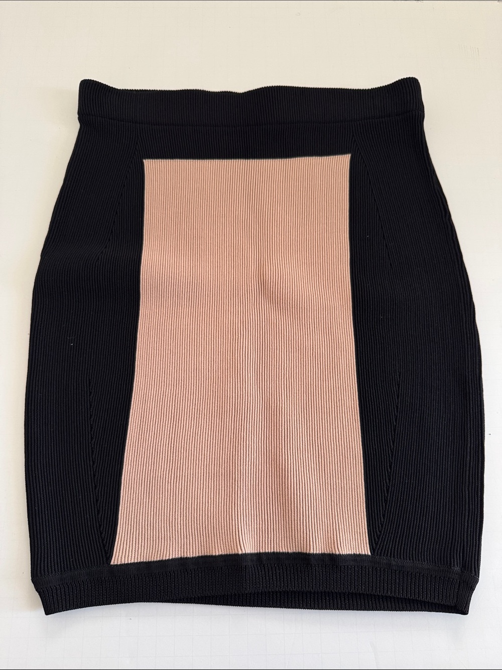 As by DF Black and Blush/Tan Colorblock Knit Pencil Skirt Size S